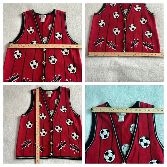 Vintage Red Soccer Sweater Vest - Picture 6 of 7